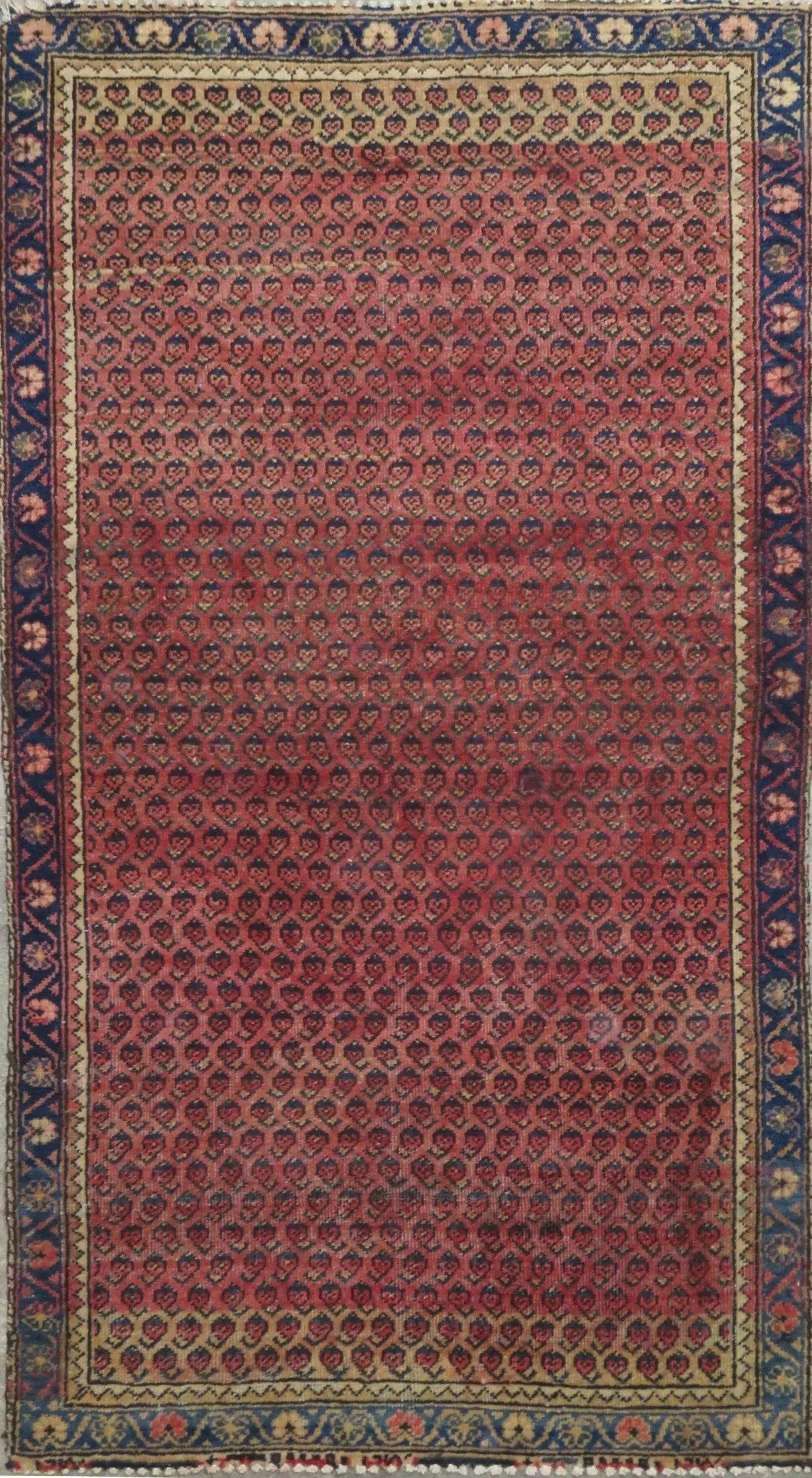 One Of The Kind Hand-Knotted Persian Wool Rug _ Luxurious Vintage Design, 5'8" x 3'1", Artisan Crafted